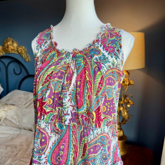 Multicolour Paisley Summer Mini Dress 100% Cotton - Picture 4 of 9